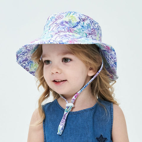 Darrahopens Occasions > Costumes > Costumes & Accessories 2-Pack Purple Flower Pattern Kids Sun Hat and Travel Beach Fisherman Cap(S Size for Head Circumference 48-50) - Breathable UV Protection Cap