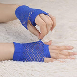 Darrahopens Occasions > Costumes > Costumes & Accessories 24 Pair Fishnet Gloves Fingerless Wrist Length 70s 80s Costume Party Bulk - Blue