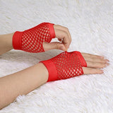 Darrahopens Occasions > Costumes > Costumes & Accessories 24 Pair Fishnet Gloves Fingerless Wrist Length 70s 80s Costume Party Bulk - Red
