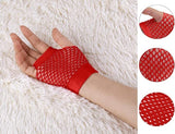Darrahopens Occasions > Costumes > Costumes & Accessories 24 Pair Fishnet Gloves Fingerless Wrist Length 70s 80s Costume Party Bulk - Red