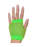 Darrahopens Occasions > Costumes > Costumes & Accessories 24 Pair Fishnet Gloves Fingerless Wrist Length 70s 80s Costume Party Fluro Green