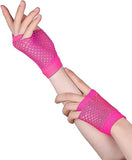 Darrahopens Occasions > Costumes > Costumes & Accessories 24 Pair Fishnet Gloves Fingerless Wrist Length 70s 80s Costume Party - Hot Pink