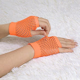 Darrahopens Occasions > Costumes > Costumes & Accessories 24 Pair Fishnet Gloves Fingerless Wrist Length 70s 80s Costume Party - Orange