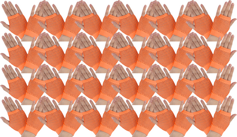 Darrahopens Occasions > Costumes > Costumes & Accessories 24 Pair Fishnet Gloves Fingerless Wrist Length 70s 80s Costume Party - Orange