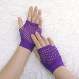 Darrahopens Occasions > Costumes > Costumes & Accessories 24 Pair Fishnet Gloves Fingerless Wrist Length 70s 80s Costume Party - Purple