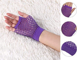 Darrahopens Occasions > Costumes > Costumes & Accessories 24 Pair Fishnet Gloves Fingerless Wrist Length 70s 80s Costume Party - Purple