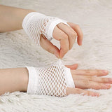 Darrahopens Occasions > Costumes > Costumes & Accessories 24 Pair Fishnet Gloves Fingerless Wrist Length 70s 80s Costume Party - White