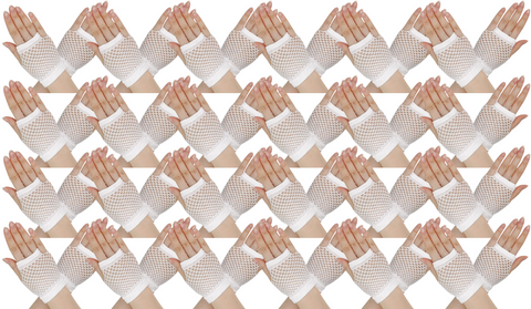 Darrahopens Occasions > Costumes > Costumes & Accessories 24 Pair Fishnet Gloves Fingerless Wrist Length 70s 80s Costume Party - White