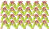 Darrahopens Occasions > Costumes > Costumes & Accessories 24 Pair Fishnet Gloves Fingerless Wrist Length 70s80s Costume Party Fluro Yellow