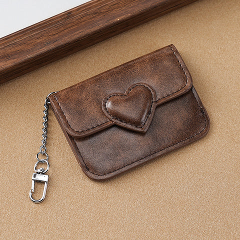 Darrahopens Occasions > Costumes > Costumes & Accessories 2PCS Coffee Women's Slim PU Leather Card Holder with Cute Heart Detail and Keychain Clip - Ultra Thin Portable Card Sleeve for Daily Use and Gifting