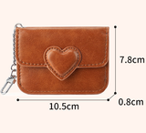 Darrahopens Occasions > Costumes > Costumes & Accessories 2PCS Coffee Women's Slim PU Leather Card Holder with Cute Heart Detail and Keychain Clip - Ultra Thin Portable Card Sleeve for Daily Use and Gifting