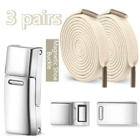 Darrahopens Occasions > Costumes > Costumes & Accessories 3-Pair Set - Magnetic Wide Elastic No-Tie Shoelaces, Lazy Magnetic Lock Stretch Laces for Kids and Adults - Beige