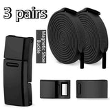 Darrahopens Occasions > Costumes > Costumes & Accessories 3-Pair Set - Magnetic Wide Elastic No-Tie Shoelaces, Lazy Magnetic Lock Stretch Laces for Kids and Adults - Black