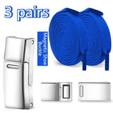 Darrahopens Occasions > Costumes > Costumes & Accessories 3 Pairs - Magnetic Wide Elastic No-Tie Shoelaces Set, Lazy Magnetic Lock Stretch Laces for Kids and Adults - Blue