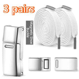 Darrahopens Occasions > Costumes > Costumes & Accessories 3 Pairs - Magnetic Wide Elastic No-Tie Shoelaces Set, Lazy Magnetic Lock Stretch Laces for Kids and Adults - White
