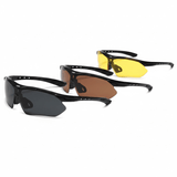 Darrahopens Occasions > Costumes > Costumes & Accessories 3 PCS Outdoor Cycling Sunglasses Sports Glasses Set Night Vision Yellow Brown Grey Lenses Running Fishing Driving UV Protection Unisex