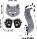 Darrahopens Occasions > Costumes > Costumes & Accessories 3-Piece Fox Costume Accessory Set – Fluffy Mask, Tail, and Gloves – Suitable for Parties & Carnival (White)