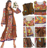 Darrahopens Occasions > Costumes > Costumes & Accessories 60s Hippie Dress Set for Women, 70s Disco Halloween Costume Outfit with Accessories