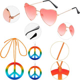 Darrahopens Occasions > Costumes > Costumes & Accessories 60s Hippie Dress Set for Women, 70s Disco Halloween Costume Outfit with Accessories