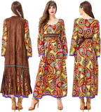 Darrahopens Occasions > Costumes > Costumes & Accessories 60s Hippie Dress Set for Women, 70s Disco Halloween Costume Outfit with Accessories