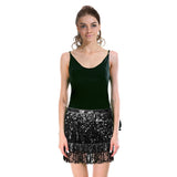 Darrahopens Occasions > Costumes > Costumes & Accessories Adult Sequin Fringe Skirt w/ Adjustable Tie Costume Party in Black