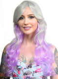 Darrahopens Occasions > Costumes > Costumes & Accessories Ainsley Silver and Purple Long Wavy Womens Costume Wig