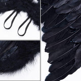 Darrahopens Occasions > Costumes > Costumes & Accessories Angel Wings, Black, Angel Costume for Women, with Halo and Black Wings, for Girls, Feather Wings Fallen Angel Wings - Black-45 cm