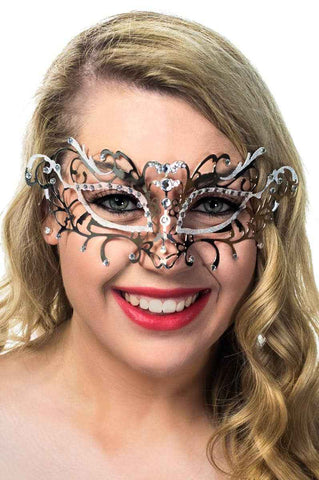 Darrahopens Occasions > Costumes > Costumes & Accessories Antique Deluxe Silver and White Metal Masquerade Mask