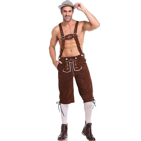 Darrahopens Occasions > Costumes > Costumes & Accessories Authentic German Lederhosen for Men, Genuine Leather, Oktoberfest Attire, Brown Color, Size XL, Model XF7