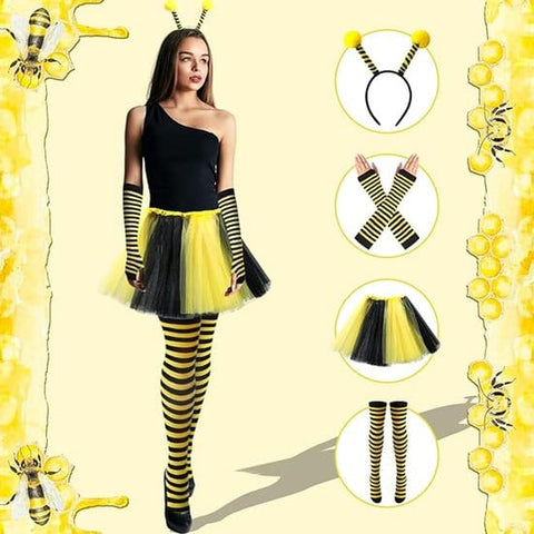 Darrahopens Occasions > Costumes > Costumes & Accessories Bee Costume Set for Adults - Complete with Skirt, Headband, Stockings & Gloves - Cosplay & Party Outfit - Hilarious Halloween Costume for Adults