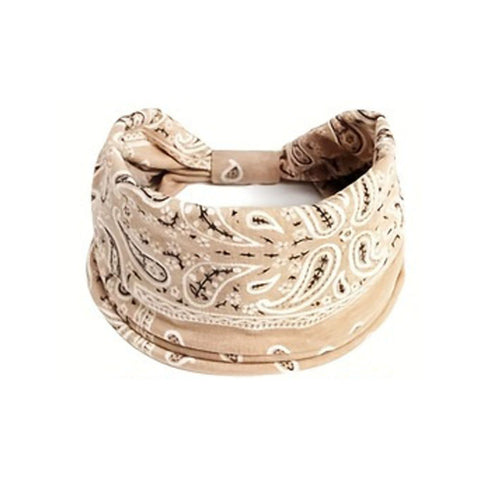 Darrahopens Occasions > Costumes > Costumes & Accessories Beige Bohemian Yoga Headband – Elastic Sweat-Wicking Hairband for Women