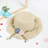 Darrahopens Occasions > Costumes > Costumes & Accessories Beige Girls Summer Princess Straw Straw Hat and Matching Purse Set - Breathable Floral Wide Brim Sun Protection Sun Hat