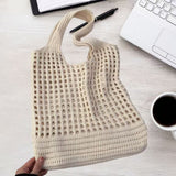 Darrahopens Occasions > Costumes > Costumes & Accessories Beige large holes Bohemian Knit Shoulder Bag - Hand-Woven Crochet Tote for Women