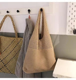 Darrahopens Occasions > Costumes > Costumes & Accessories Beige large holes Bohemian Knit Shoulder Bag - Hand-Woven Crochet Tote for Women