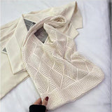 Darrahopens Occasions > Costumes > Costumes & Accessories Beige rhombus Bohemian Knit Shoulder Bag - Hand-Woven Crochet Tote for Women