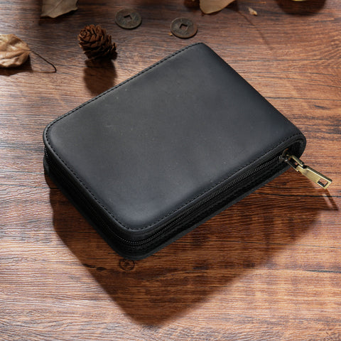 Darrahopens Occasions > Costumes > Costumes & Accessories Black 12-Slot Genuine Crazy Horse Leather Fountain Pen Case - Handcrafted Large Capacity Zippered Pen Organizer & Stationery Pouch