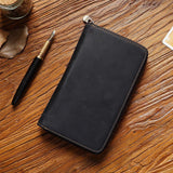 Darrahopens Occasions > Costumes > Costumes & Accessories Black Genuine Crazy Horse Leather Fountain Pen Case Zippered Organiser Pouch with 5 Elastic Loops & Mesh Pocket Vintage Stationery Holder