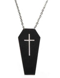 Darrahopens Occasions > Costumes > Costumes & Accessories Black Leather Coffin with White Cross Halloween Necklace