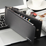 Darrahopens Occasions > Costumes > Costumes & Accessories Black Men's Slim Long Bi-Fold Wallet - Multi-Card Holder & Credit Card Organizer with Coin Pocket, Simple PU Leather Clutch