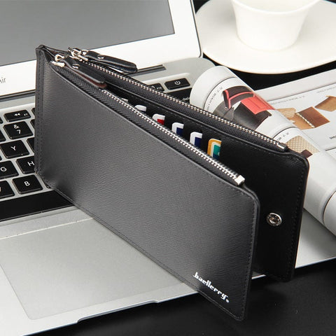 Darrahopens Occasions > Costumes > Costumes & Accessories Black Men's Slim Long Bi-Fold Wallet - Multi-Card Holder & Credit Card Organizer with Coin Pocket, Simple PU Leather Clutch