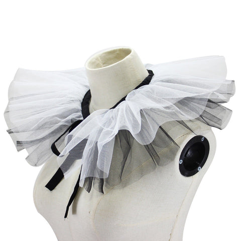 Darrahopens Occasions > Costumes > Costumes & Accessories Black White Women's Renaissance Tulle False Collar Victorian Neck Ruff Cosplay Shawl Choker