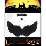 Darrahopens Occasions > Costumes > Costumes & Accessories Black wings and halo devil wings for kids black wing feather wings for Halloween