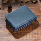 Darrahopens Occasions > Costumes > Costumes & Accessories Blue 12-Slot Genuine Crazy Horse Leather Fountain Pen Case - Handcrafted Large Capacity Zippered Pen Organizer & Stationery Pouch