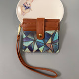 Darrahopens Occasions > Costumes > Costumes & Accessories Blue Colorful Ethnic Mandala Pattern PU Leather Mini Card Holder with Wrist Strap and Buckle - Slim High-End Multi-Slot Card Sleeve for Daily Use