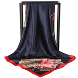 Darrahopens Occasions > Costumes > Costumes & Accessories Blue Dragonfly and Lotus Flower Painting Elegant 90x90cm Satin Silk Scarf for Women - Double-Sided Printed Square Headscarf Shawl Wrap - Lightweight Versatile Fashion Accessory for Mother's Day Gift