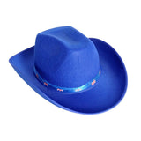 Darrahopens Occasions > Costumes > Costumes & Accessories Blue Felt Cowboy Hat with Australian Flag Ribbon - Festival Costume Accessory