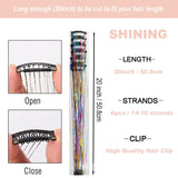 Darrahopens Occasions > Costumes > Costumes & Accessories Blue Laser Iridescent Hair Extensions – 12-Piece Clip-In Highlight Strands (High-Temperature Fiber)