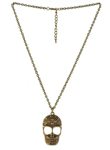 Darrahopens Occasions > Costumes > Costumes & Accessories Brass Skull Necklace Halloween Costume Jewelery