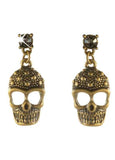 Darrahopens Occasions > Costumes > Costumes & Accessories Brass Skull Rhinestones Halloween Earrings