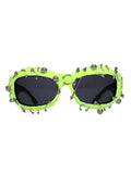 Darrahopens Occasions > Costumes > Costumes & Accessories Bright Green Edgy Punk Rock Spiked Sunglasses - Statement Goth Studded Eyewear